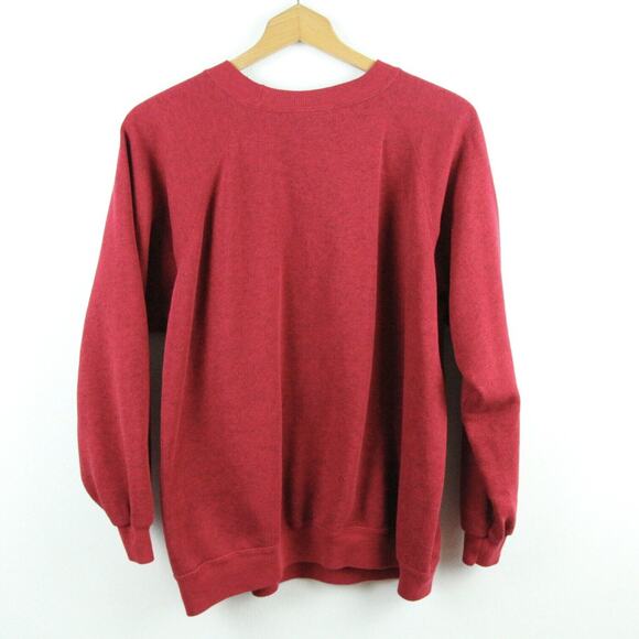 Vintage 90s Hanes Her Way Red Raglan Crewneck Pullover Sweatshirt 50" Chest XXL - Picture 7 of 8